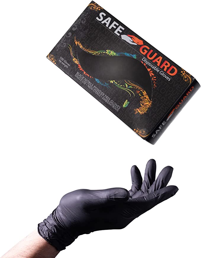 Safeguard Black Nitrile Gloves 1,000/Case